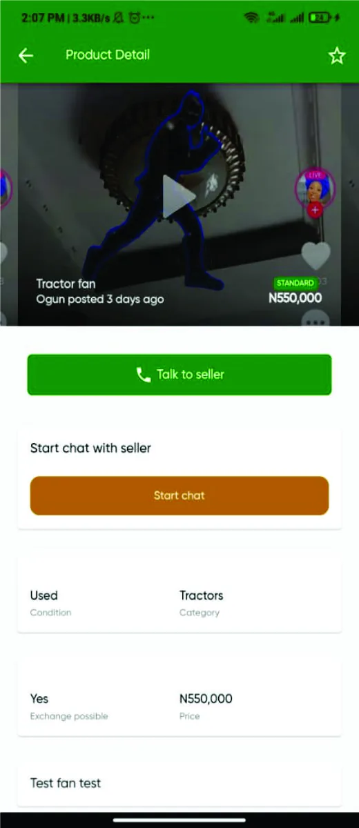 AgrikMart contact seller screen