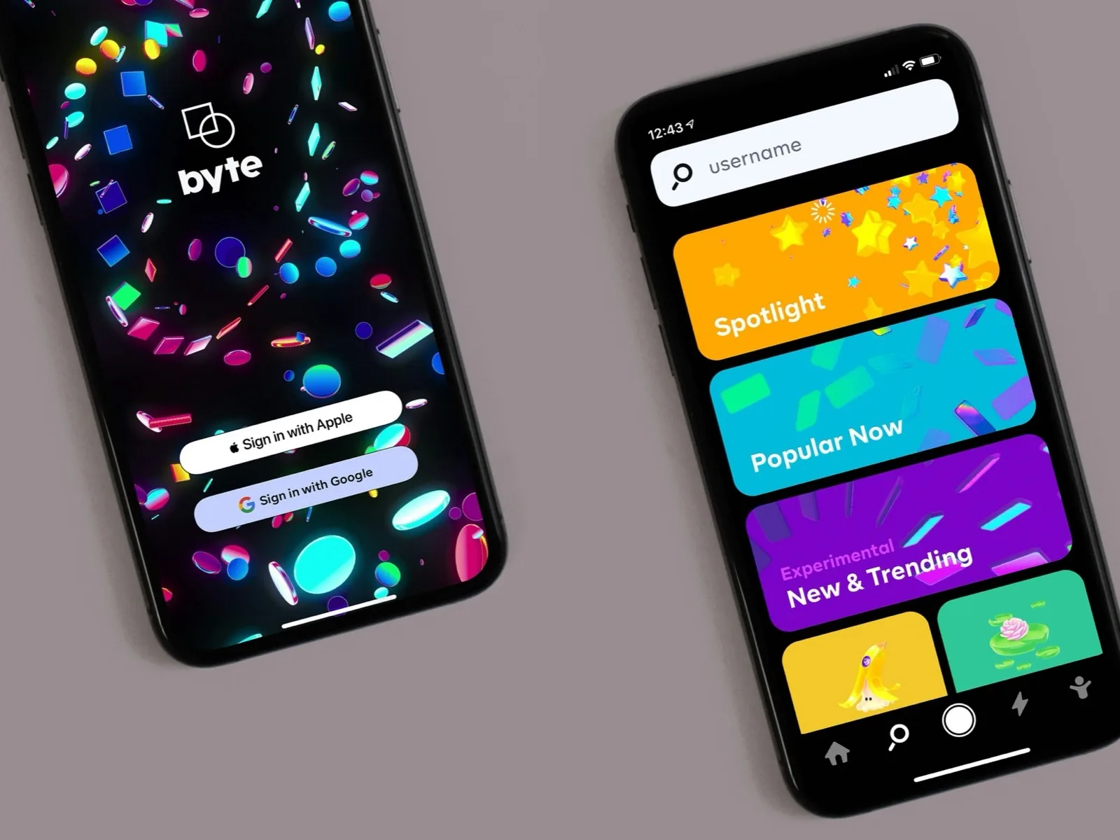 The same mobile app shown running on two phones side by side